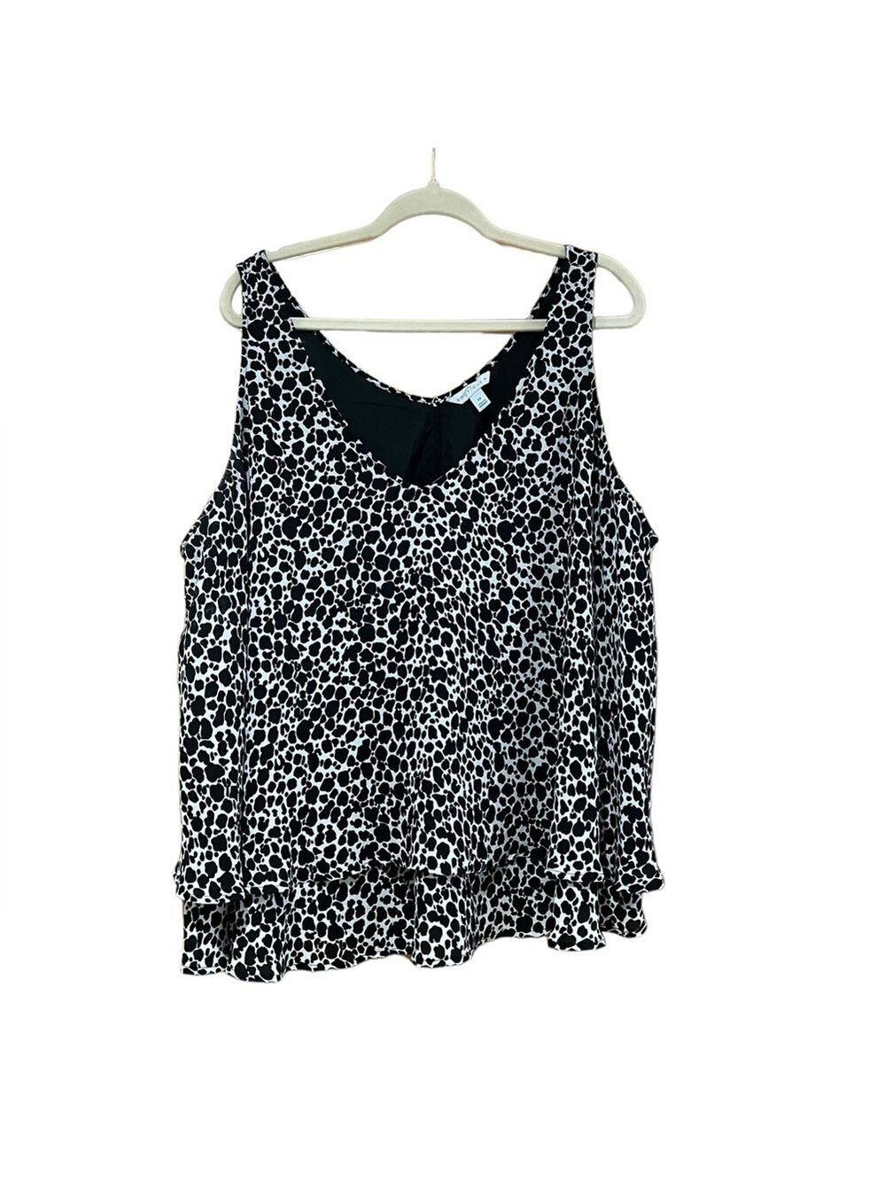 Boutique Black and White Sleeveless Swing Tank Women's Size 2X